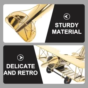 Yardenfun Airplane Model Crafts Home Decor Vintage Decor Retro Decor Metal Craft Plane Adornment Wrought Iron - product information 1