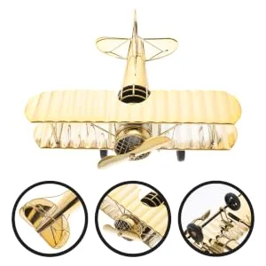 Yardenfun Airplane Model Crafts Home Decor Vintage Decor Retro Decor Metal Craft Plane Adornment Wrought Iron - product information 2