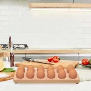 Egg Tray Refrigerator Fridge Wooden Tray Chicken Egg Holder Egg Holder Container Egg Stand Food Eggs - product information 5