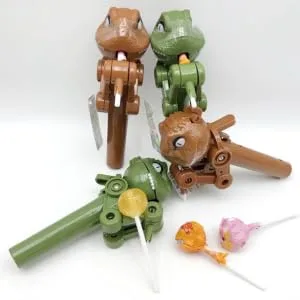 ORFOFE 2pcs Lollipop Machine Dinosaur Lollipops for Food Toy Mini Kid Toys Popular Candy Tool Toys Plastic - product information 1