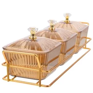 CIYODO Snack Serving Tray re-usable Divided Snack Tray 27.5X9.5X6CM Golden - product information 3