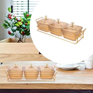 CIYODO Snack Serving Tray re-usable Divided Snack Tray 27.5X9.5X6CM Golden - product information 4