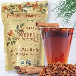 Foothills Naturals Rosehips Organic Cut Seedless - 1 Pound (454 Grams) for Tea Tonic Gourmet Cooking - rosehips cut seedless herbal blends berries organic no additives