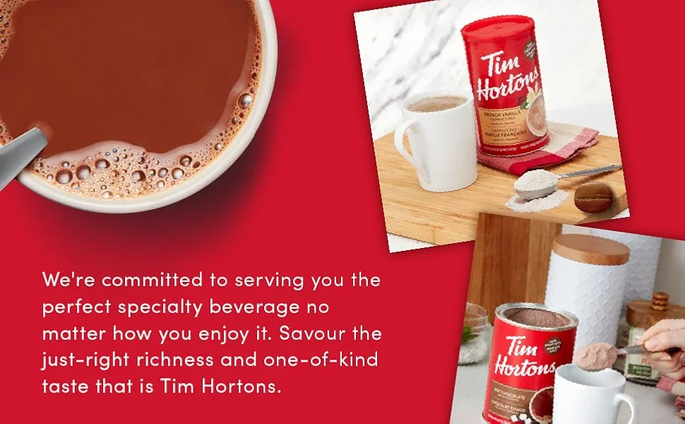Tim Hortons Hot Chocolate Beverage Mix Original 500g Can & Apple Cinnamon Tea Bags Herbal Tea Decaffeinated 20 Count - product information 3