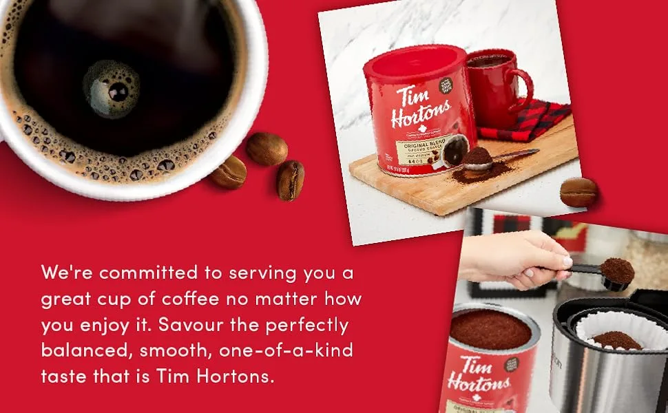 Tim Hortons Decaf Fine Grind Coffee Medium Roast 640g Can & Decaf Coffee Fine Grind Bag Medium Roast 300g - product information 3