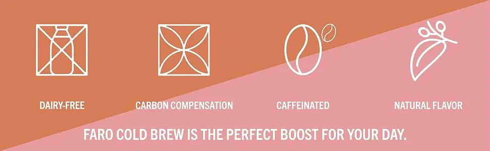 Caf FARO Cold Brew Coffee Dairy Free Low Acidity Rich Mocha Blend with Chocolate Notes Iced Coffee Drink 225 ml Ready-to-drink Coffee in Can (12 Pack) - cold brew