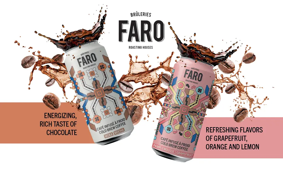 Caf FARO Cold Brew Coffee Dairy Free Low Acidity Rich Mocha Blend with Chocolate Notes Iced Coffee Drink 225 ml Ready-to-drink Coffee in Can (12 Pack) - cold brew pitcher, iced coffee glass, instant cold packs, nescafe iced coffee, cold pack,