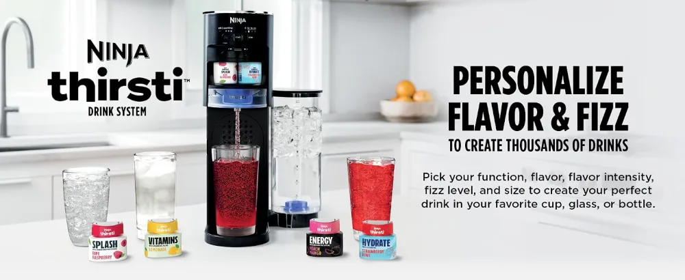 Ninja Thirsti Sparkling & Still Drink System - Personalize Flavour & Fizz