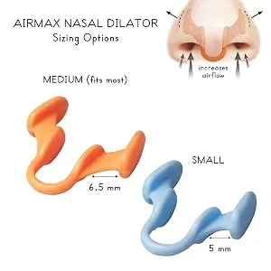 AIRMAX Nasal Dilator for Better Sleep - Natural, Comfortable, Anti Snoring Device, Snoring Solution for Maximum Airflow and Easier Breathing (Medium - Orange) Medium (Pack of 1) - nasal dilator, better breathing, better sleep, nasal strips, snoring solutions, aids, devices, sleep