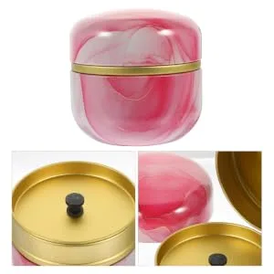 COLLBATH Loose Powder Storage Box Mini Powder Puff Tea Organizer for Tea Bags Coin Box Man Pink Tinplate Face - product information 2