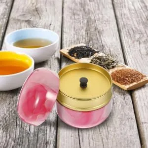 COLLBATH Loose Powder Storage Box Mini Powder Puff Tea Organizer for Tea Bags Coin Box Man Pink Tinplate Face - product information 4
