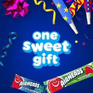 Airheads Candy, Assorted Flavors, 5 Individually Wrapped Full Size Bars per Pack, Box of 18 Packs - gift