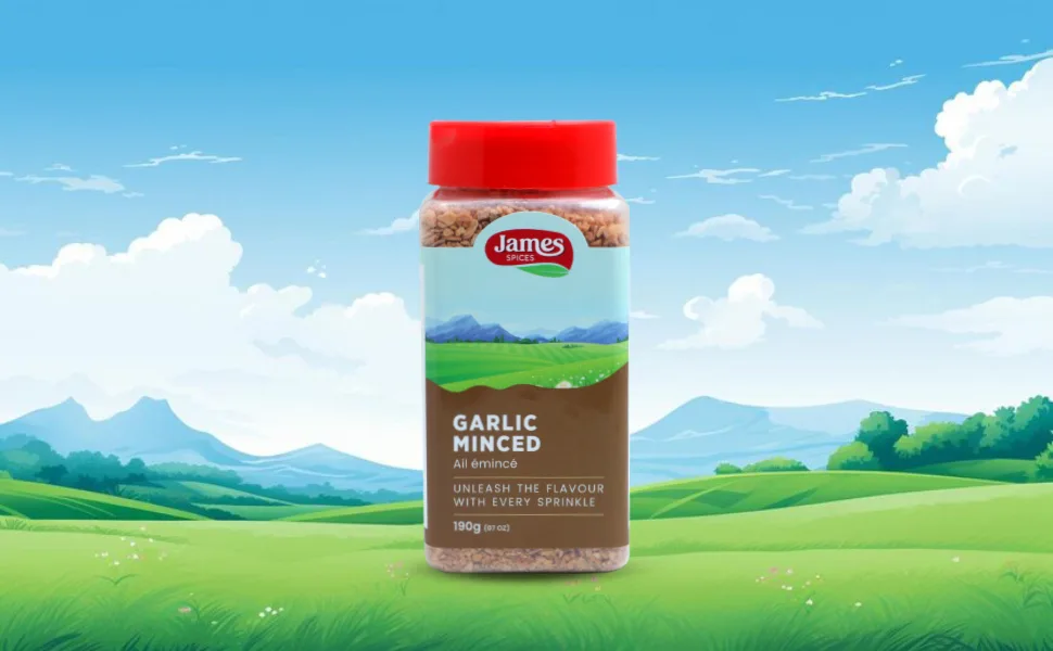 James Spices Inc. Garlic Minced - 190g - Dehydrated Garlic Garlic Minced -190g - Garlic Minced