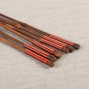 FUNOMOCYA 1 Pair Creative Bamboo Home Restaurant Head Chopsticks Kitchen Wire Pointed for Copper - product information 1