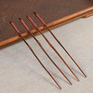 FUNOMOCYA 1 Pair Creative Bamboo Home Restaurant Head Chopsticks Kitchen Wire Pointed for Copper - product information 2