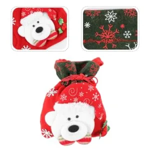 COLLBATH 1pc Christmas Bag Christmas Drawstring Bags Xmas Sacks Drawstring Bags Biscuit Bag 3d Cute - product information 4