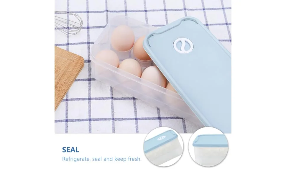 RORPOIR 1pc Box Egg Storage Box Storage Bins Refrigerator Eggs Storage Trays Egg Tray Blush Grid re-usable Blue 24x11.5cm - product information 2