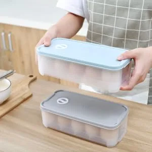 RORPOIR 1pc Box Egg Storage Box Storage Bins Refrigerator Eggs Storage Trays Egg Tray Blush Grid re-usable Blue 24x11.5cm - product information 3