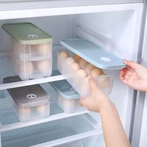RORPOIR 1pc Box Egg Storage Box Storage Bins Refrigerator Eggs Storage Trays Egg Tray Blush Grid re-usable Blue 24x11.5cm - product information 6