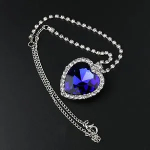COLLBATH Shaped Necklace Heart Plated Blue Women Alloy Royal - product information 4
