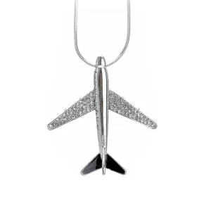 COLLBATH Diamond Stylish Clothing Necklace Accessories Silver Xcm Airplane Pendant Encrusted Design - product information 1