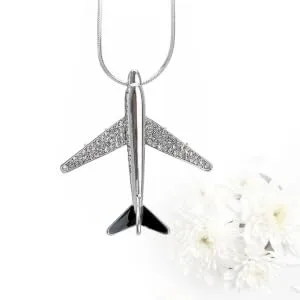 COLLBATH Diamond Stylish Clothing Necklace Accessories Silver Xcm Airplane Pendant Encrusted Design - product information 2