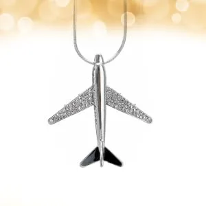 COLLBATH Diamond Stylish Clothing Necklace Accessories Silver Xcm Airplane Pendant Encrusted Design - product information 3