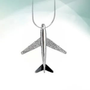 COLLBATH Diamond Stylish Clothing Necklace Accessories Silver Xcm Airplane Pendant Encrusted Design - product information 4