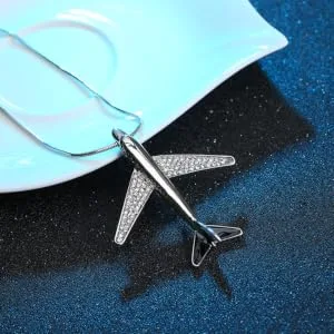COLLBATH Diamond Stylish Clothing Necklace Accessories Silver Xcm Airplane Pendant Encrusted Design - product information 5