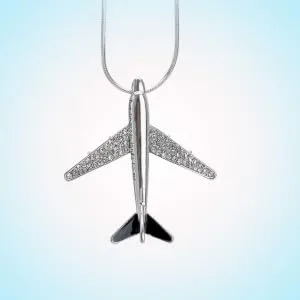 COLLBATH Diamond Stylish Clothing Necklace Accessories Silver Xcm Airplane Pendant Encrusted Design - product information 7