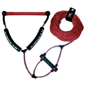 AIRHEAD Trick Handle Wakeboard Rope, 4 Sections, 75-Feet, Multiple Colors Available Red - Trick Handle Wakeboard Rope