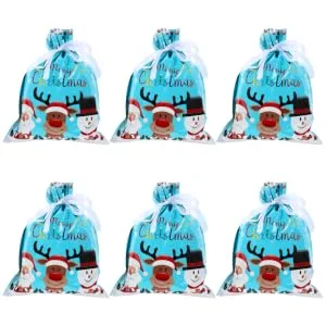 SEWOART 6 Pcs Biscuit Drawstring Bag Candy Bags Santa Bags Drawstring Candy Bag Child Christmas Bag - product information 2