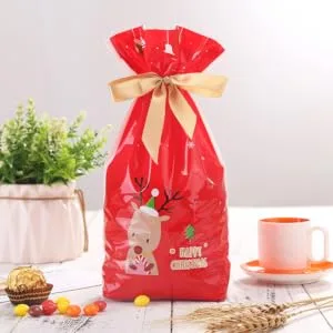 ORFOFE 10pcs Gingerbread Bags Elk Candy Bag Drawstring Bags for Candy Packing Bag Snowflake Crisp - product information 2