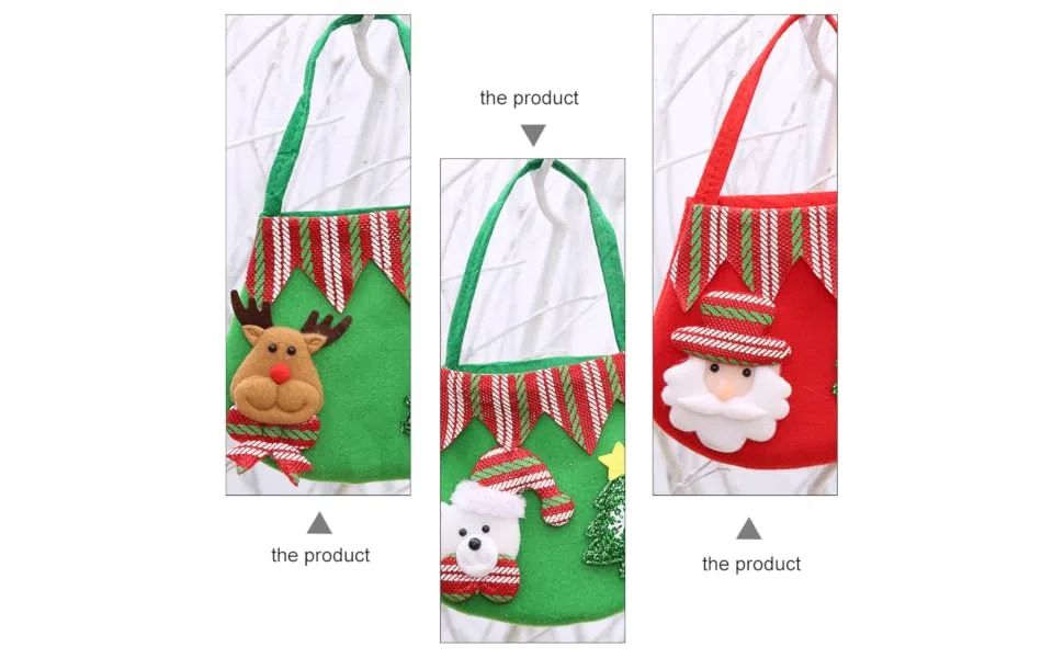 ORFOFE 3pcs Christmas Bag Candy Bags Present Bag Candy Pouch Xmas Tote Bag Cloth Party Supplies - product information 3