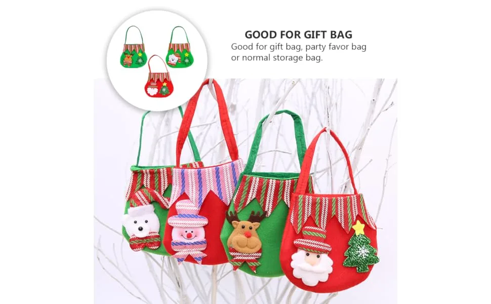 ORFOFE 3pcs Christmas Bag Candy Bags Present Bag Candy Pouch Xmas Tote Bag Cloth Party Supplies - product information 4