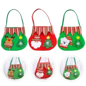 ORFOFE 3pcs Christmas Bag Candy Bags Present Bag Candy Pouch Xmas Tote Bag Cloth Party Supplies - product information 6