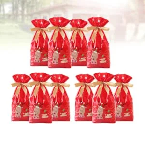 COLLBATH 10pcs Christmas Pouch Convenient Storage Bag Drawstring Bags for Candy Bag Elk Packing Bag - product information 6