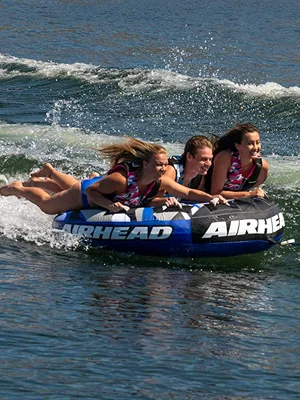 AIRHEAD Slice, Towable Tube for Boating with 1-4 Rider Options 1-3 Rider (Blue Camo) - Mach 1