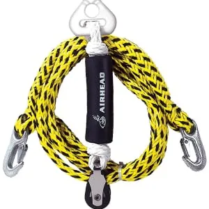 Airhead Self Centering Tow Harness for 1-2 Rider Towable Tubes, Water Skis and Wakeboards, 12-Feet - Self Centering Rope Tow Harness