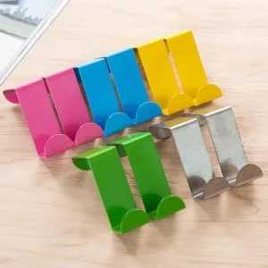BRIGHTFUFU 4 Pcs Towel Rack Stainless Steel Hook Key Hanger Clothing Hanger Coat Hanger Pack Dual Purpose 4pcs Blue - product information 1