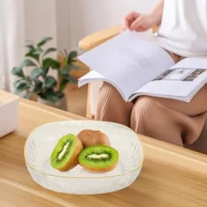 Anneome Kitchen Dried Serving Bowl Dessert Plastic Container Candy Fruit Household Food Storage Reusable 23.5X23.5X6CM White - product information 1