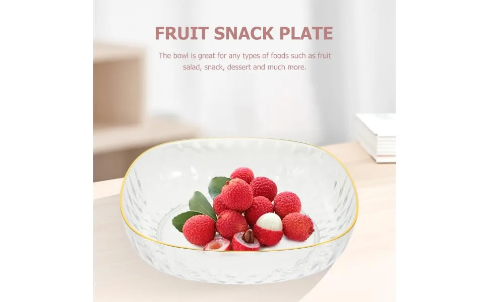 Anneome Kitchen Dried Serving Bowl Dessert Plastic Container Candy Fruit Household Food Storage Reusable 23.5X23.5X6CM White - product information 5