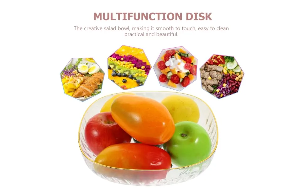 Anneome Kitchen Dried Serving Bowl Dessert Plastic Container Candy Fruit Household Food Storage Reusable 23.5X23.5X6CM White - product information 6