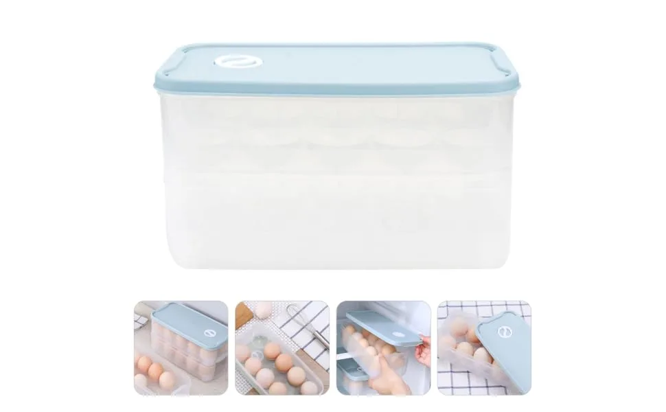BUGUUYO 1pc Box Egg Storage Box Refrigerator Lip Gloss Container Egg Storage Tray Pet Eggs Grid re-usable Blue 24x14cm - product information 2