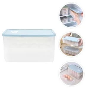 BUGUUYO 1pc Box Egg Storage Box Refrigerator Lip Gloss Container Egg Storage Tray Pet Eggs Grid re-usable Blue 24x14cm - product information 3