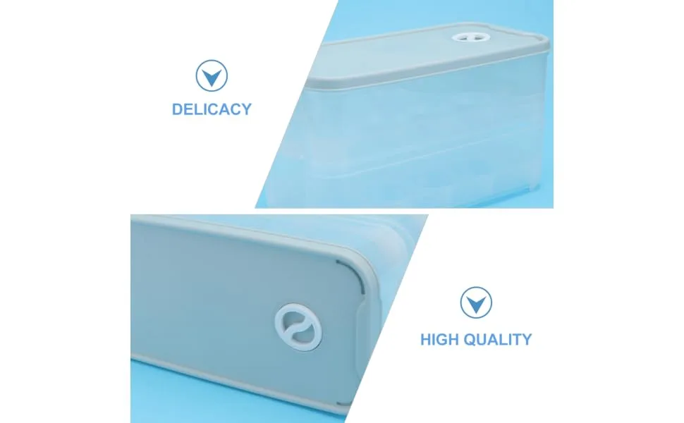 BUGUUYO 1pc Box Egg Storage Box Refrigerator Lip Gloss Container Egg Storage Tray Pet Eggs Grid re-usable Blue 24x14cm - product information 4