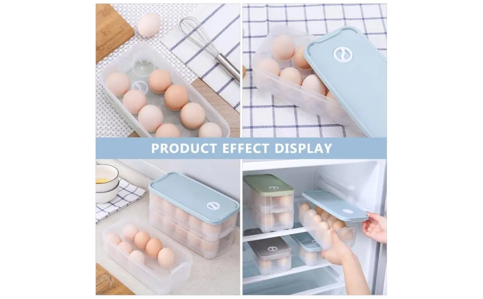 BUGUUYO 1pc Box Egg Storage Box Refrigerator Lip Gloss Container Egg Storage Tray Pet Eggs Grid re-usable Blue 24x14cm - product information 5