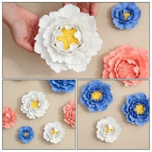 ORFOFE Wall Flower Sculpture 1Pc peony flower wall decoration home decoration Ceramic wall art Ceramic Flower Flower Wall White 7x7cm - product information 4