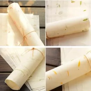 Anneome 40 Sheet Glitter Tissue Paper Rice Paper for Decoupage Red Calligraphy Paper Plant Calligraphy Ink - product information 3