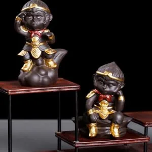 FUNOMOCYA Monkey Tea Pet Monkey Craft Monkey Ornaments Monkey Desktop Ornament Crafts Accessories Ceramics As Shown 7.5*4.5cm - product information 2